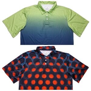 Lot of 2 OBNOXIOUS GOLF Polo Shirts OG Green Red Balls 2XLT XXL 2XL Tall